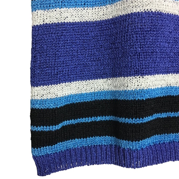 TALLY HO Vintage Sleeveless Knit Sweater Shell Top Stretchy Woven Striped Small - Picture 3 of 7
